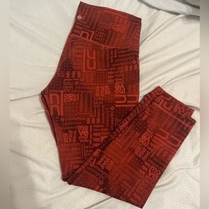 Lululemon Wunder Train Ombré red multi leggings